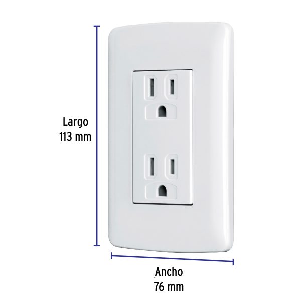 48130 - Contacto dúplex aterrizado, color blanco, línea Italiana 