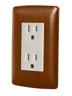 49809 - Contacto dúplex aterrizado, color madera, línea Italiana 