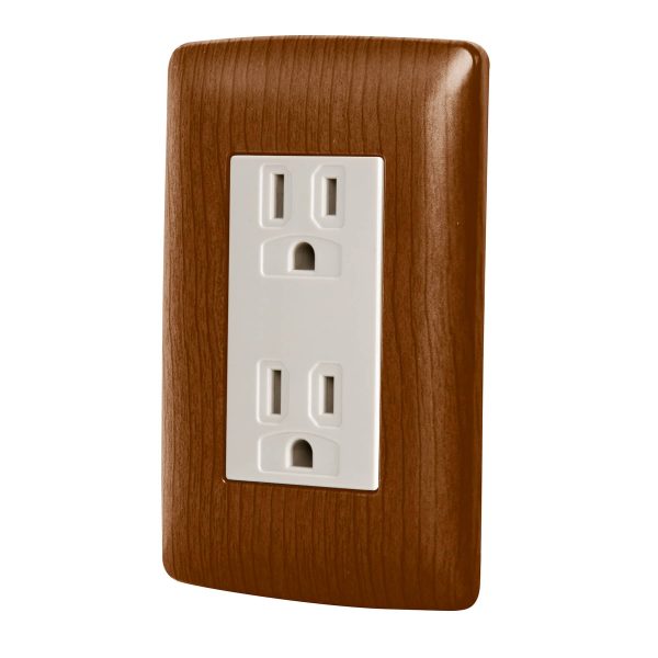 49809 - Contacto dúplex aterrizado, color madera, línea Italiana 