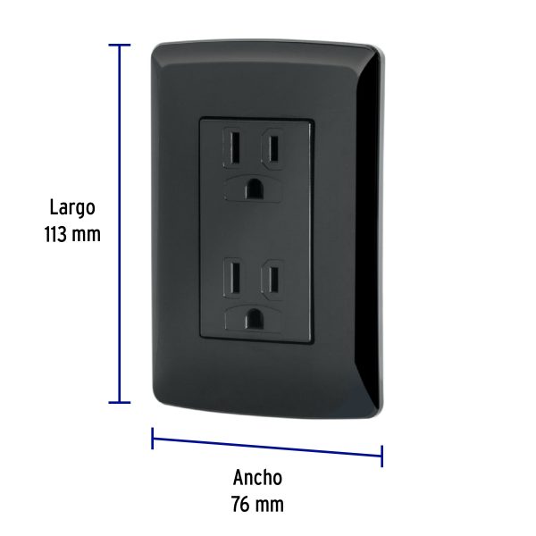 47588 - Contacto dúplex aterrizado, color negro, línea Italiana