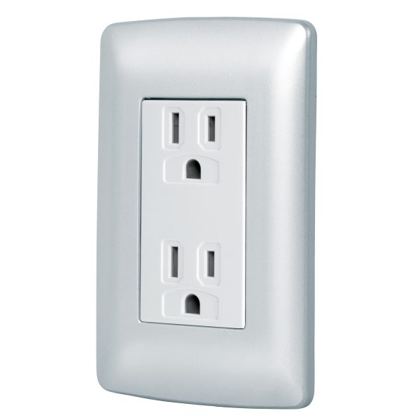 49806 - Contacto dúplex aterrizado, color plata, línea Italiana 