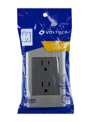 47849 - Placa armada acero inox contacto dúplex 3 módulos, Lisboa