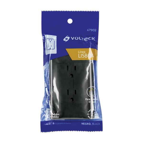 47902 - Placa armada negra contacto dúplex 3 módulos, Lisboa