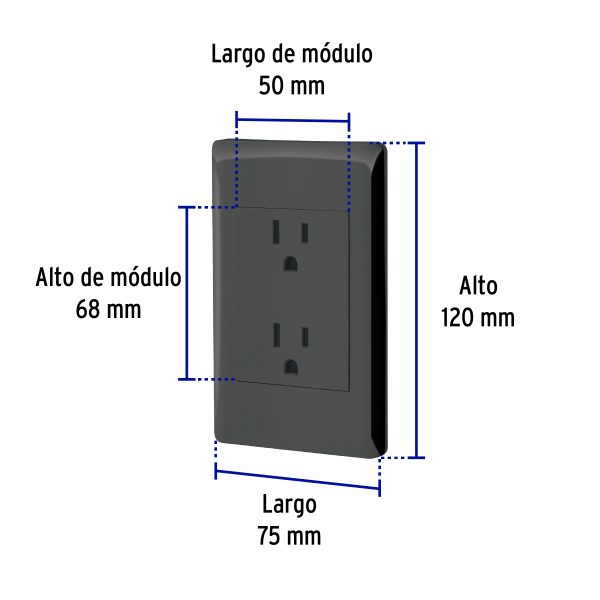47902 - Placa armada negra contacto dúplex 3 módulos, Lisboa