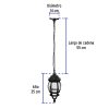 47297 - Arbotante tipo farol tradicional colgante p/exterior, negro