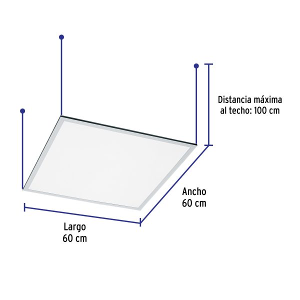 49724 - Panel delgado colgante de LED 45 W 60 x 60 cm luz neutra