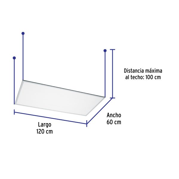 49726 - Panel delgado colgante de LED 65 W 60 x 120 cm luz neutra
