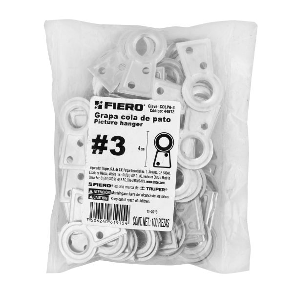 44912 - Bolsa con 100 colas de pato #3, 4 cm altura, 11.2 mm ojillo