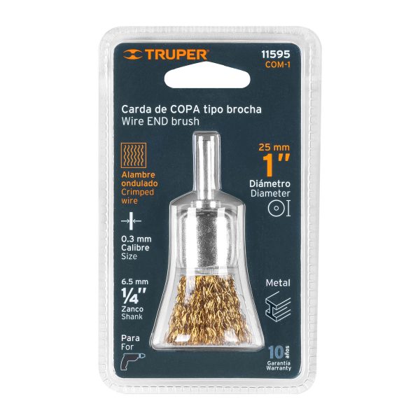 11595 - Carda de copa 1' alambre grueso para taladro, Truper