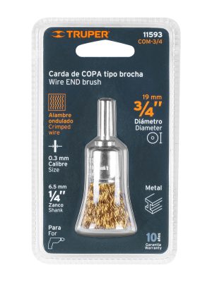 11593 - Carda de copa 3/4' alambre grueso para taladro, Truper