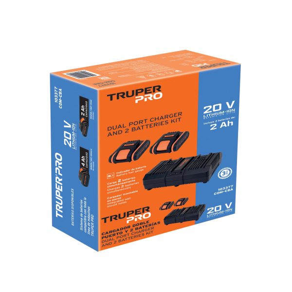 COM-CBAE1.jpg 103377 - Combo cargador dual con 2 baterías de 2Ah, 20V, TRUPER PRO