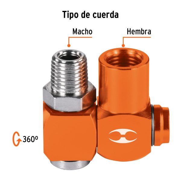 19086 - Destorcedor de aluminio, macho-hembra, cuerda 1/4'NPT,TRUPER
