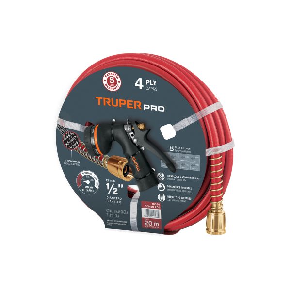 10864 - Combo manguera MAN-20X1/2X y pistola de riego PR-208, Truper