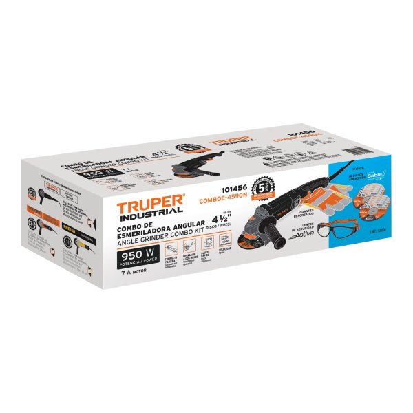 101456 - Combo esmeriladora 4-1/2',950W, discos, lentes y guantes,IND