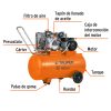 19359 - Compresor lubricado, de banda, 120L,4HP, hor, 220V, TRUPER