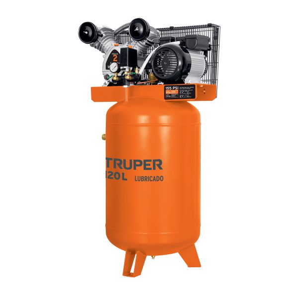 19358 - Compresor lubricado, de banda, 120L, 4HP, vert, 220V, TRUPER