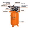 19358 - Compresor lubricado, de banda, 120L, 4HP, vert, 220V, TRUPER