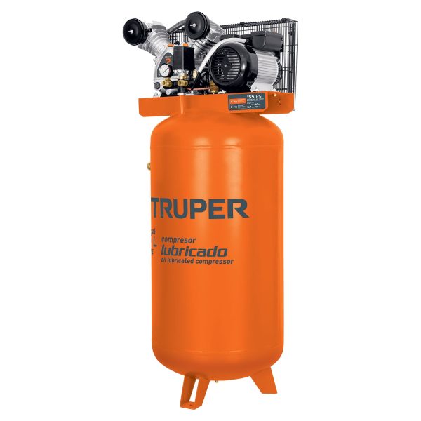15657 - Compresor lubricado, de banda, 180L, 4HP, vert, 220V, TRUPER
