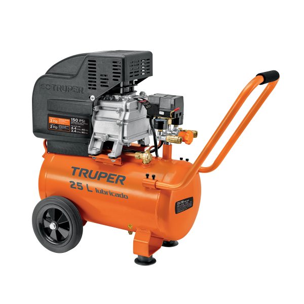 15006 - Compresor lubricado, 25L, 3HP, horizontal, 127V, TRUPER