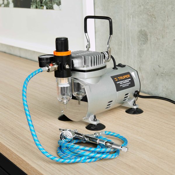 17247 - Compresor libre de aceite, para aerografo,1/5HP,127V, TRUPER