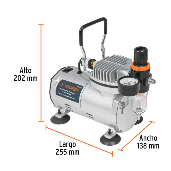17247 - Compresor libre de aceite, para aerografo,1/5HP,127V, TRUPER