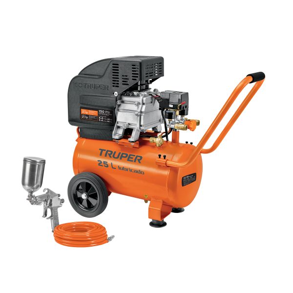 100300 - Kit Compresor lub, 25L, manguera y pistola grav,127V, TRUPER