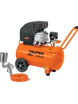 16095 - Kit Compresor lub, 50L, manguera y pistola grav,127V, TRUPER