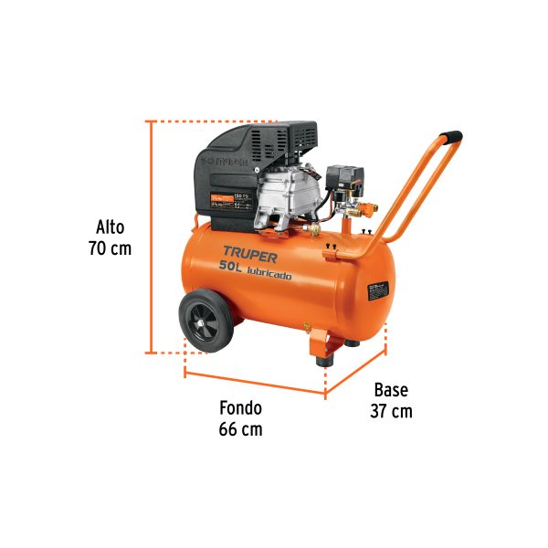 16095 - Kit Compresor lub, 50L, manguera y pistola grav,127V, TRUPER
