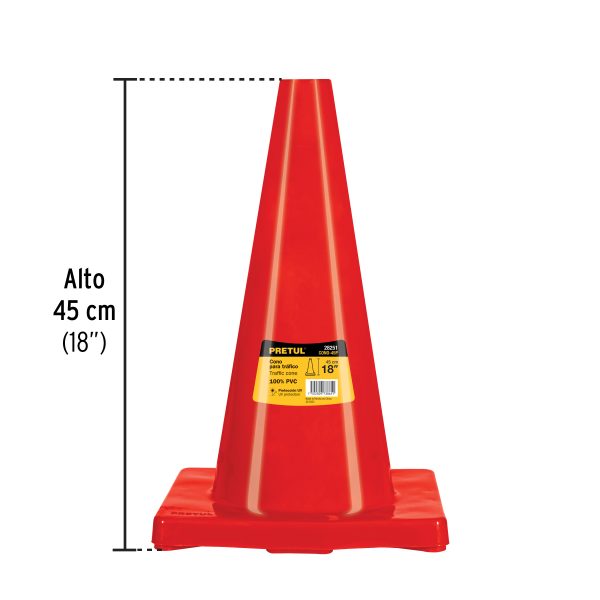 28251 - Cono de precaución de 45 cm de PVC, Pretul