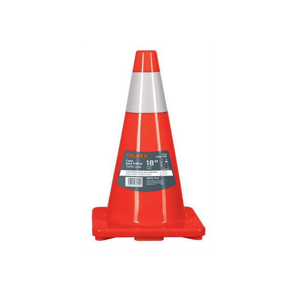 13121 - Cono de precaución de 45 cm de PVC con reflejante, Truper