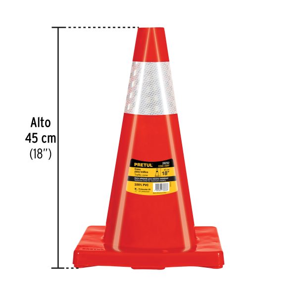 28252 - Cono de precaución de 45 cm de PVC con reflejante, Pretul