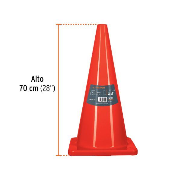 13122 - Cono de precaución de 70 cm de PVC, Truper
