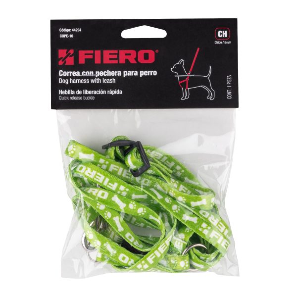 44294 - Correa con pechera para perro, 1 cm ancho, Fiero
