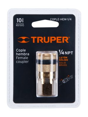 19084 - Cople rápido de latón, hembra, cuerda 1/4' NPT, TRUPER