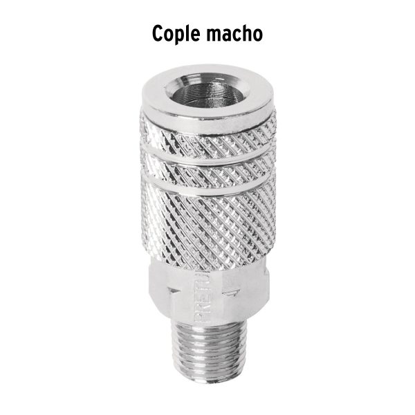 27029 - Cople rápido de acero, macho, cuerda 1/4' NPT, PRETUL
