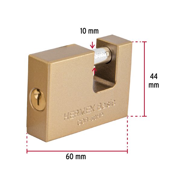 22516 - Candado antipalanca 60 mm cuerpo de hierro, HERMEX BASIC