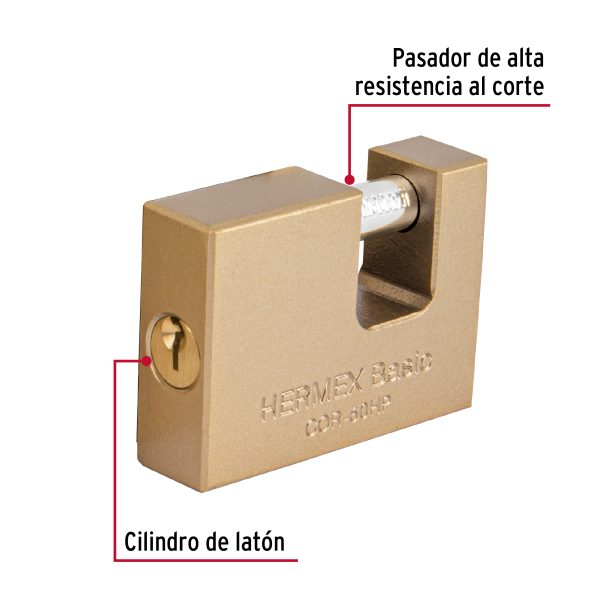 22516 - Candado antipalanca 60 mm cuerpo de hierro, HERMEX BASIC