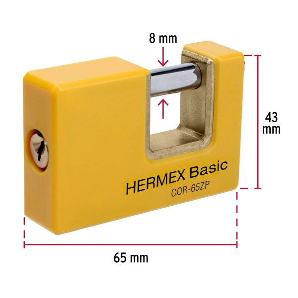 22514 - Candado antipalanca 65 mm cuerpo metálico, HERMEX BASIC