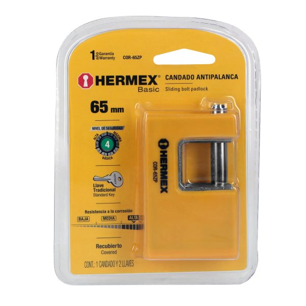 22514 - Candado antipalanca 65 mm cuerpo metálico, HERMEX BASIC