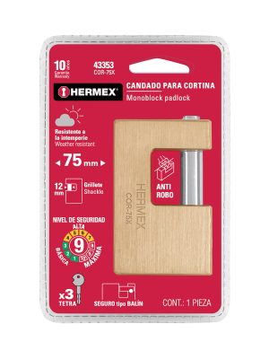 43353 - Candado antipalanca, 75mm, cuerpo de latón, llave tetra