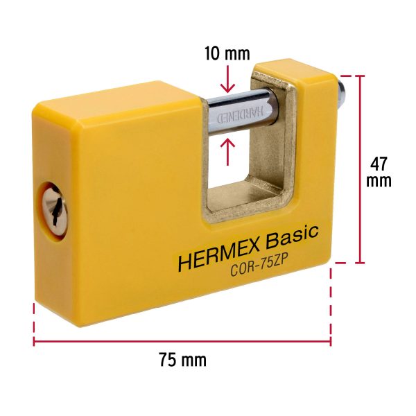 23524 - Candado antipalanca 75 mm cuerpo metálico, HERMEX BASIC