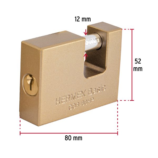 22517 - Candado antipalanca 80 mm cuerpo de hierro, HERMEX BASIC