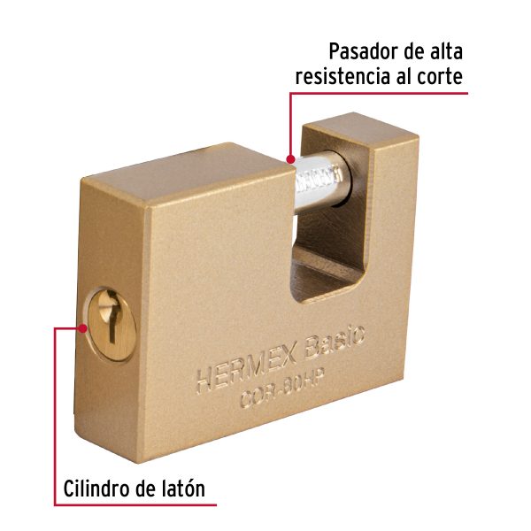 22517 - Candado antipalanca 80 mm cuerpo de hierro, HERMEX BASIC