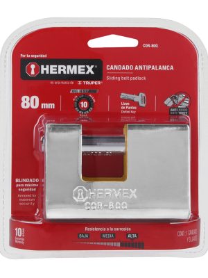 43352 - Candado antipalanca, 80mm, blindado, llave puntos, HERMEX