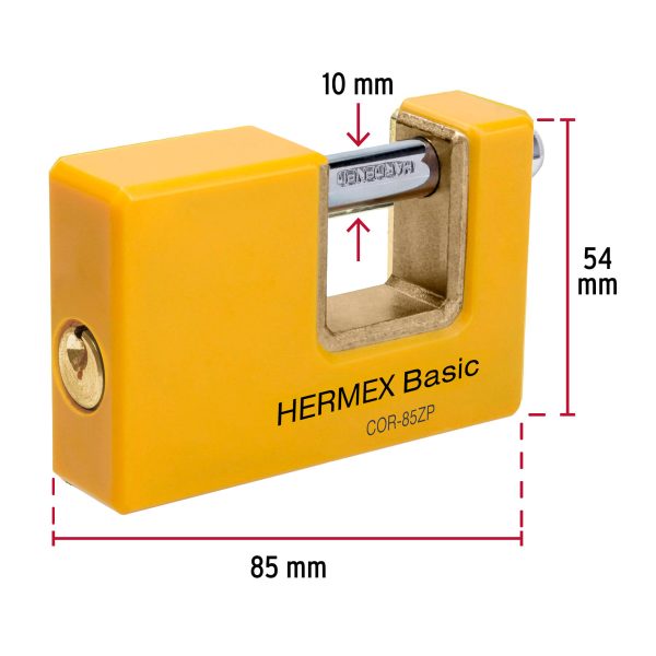 27088 - Candado antipalanca 85 mm cuerpo metálico, HERMEX BASIC