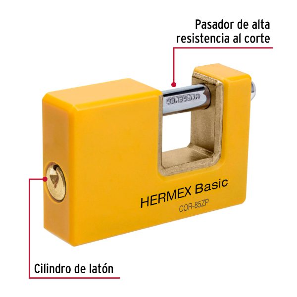 27088 - Candado antipalanca 85 mm cuerpo metálico, HERMEX BASIC