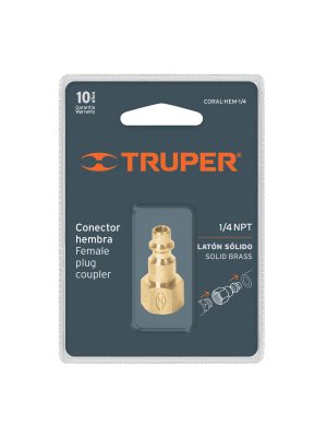19082 - Conector rápido de latón, hembra, cuerda 1/4' NPT, TRUPER