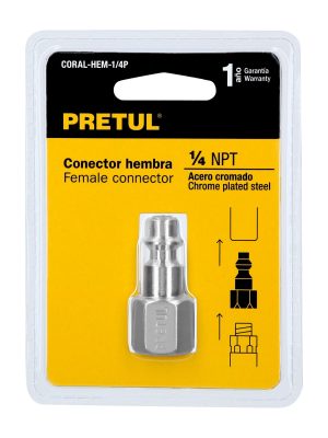 CORAL-HEM-1-4PE1.jpg 27022 - Conector rápido de acero, hembra, cuerda 1/4' NPT, PRETUL