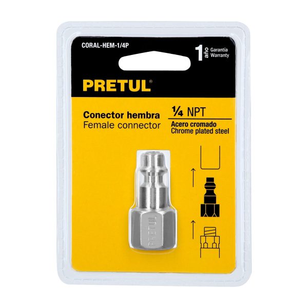 27022 - Conector rápido de acero, hembra, cuerda 1/4' NPT, PRETUL