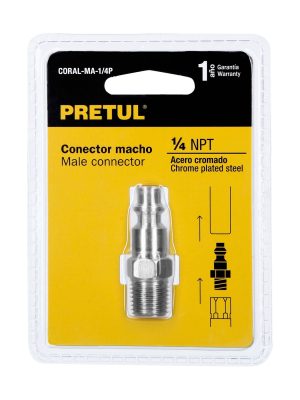 27023 - Conector rápido de acero, macho, cuerda 1/4' NPT, PRETUL